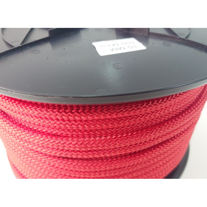 Corda de nylon trançada 10mm x 100m vermelha