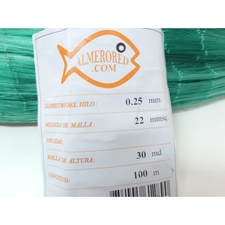 Filet 0.25mm x 22mmsq x 30md x 100 mts Vert