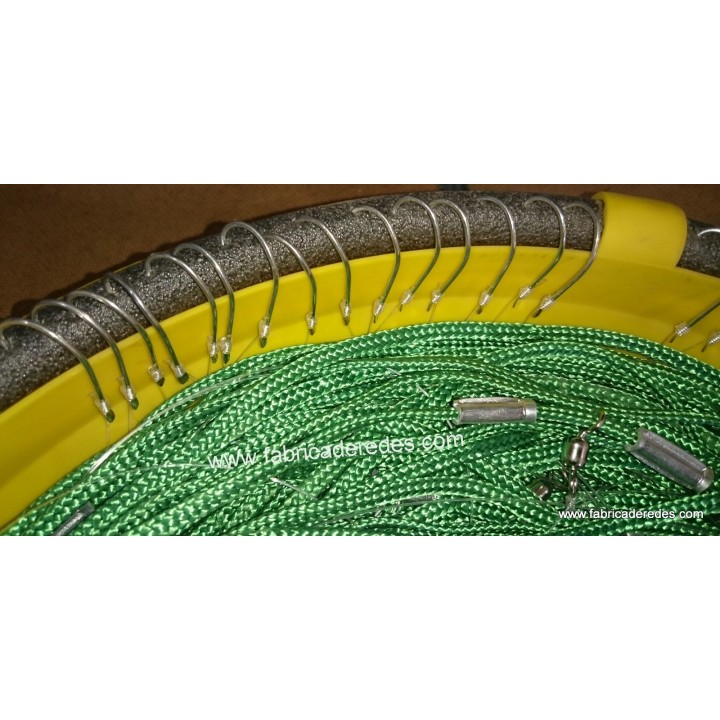Longline mounted with braided nylon and 50 hooks