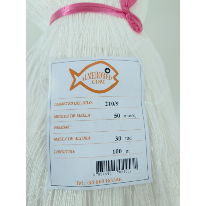Red Nylon Doble Nudo 210/9: Malla 50mmsq, 30md Profundidad, 100 metros
