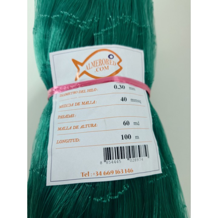 Rete 0.30mm x 40mmsq x 60md x 100mts Verde