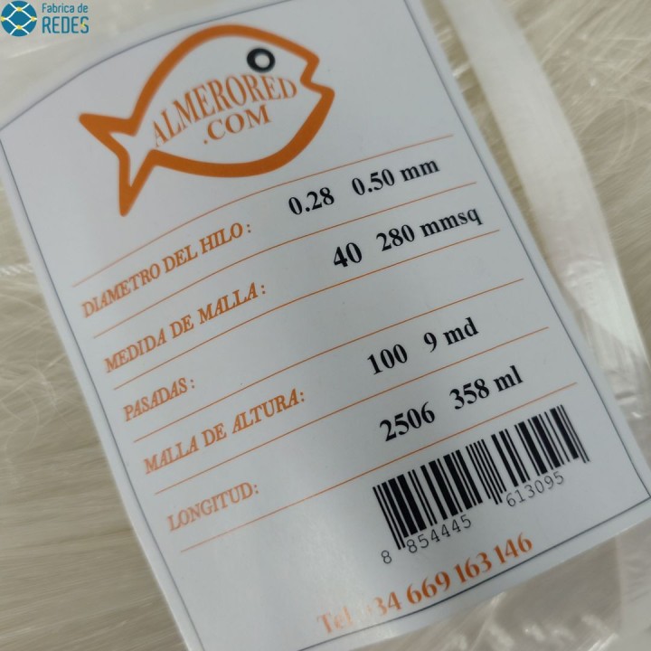 Pre-assembled net 0.28mm x 40mmsq x 100md x 200mts - Trammel 0.50mm x 280mmsq x 9md x 200mts