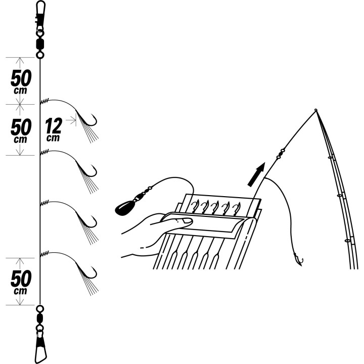 EX470 Sabiki Gold: Ganchos fortes para pesca de peixes grandes