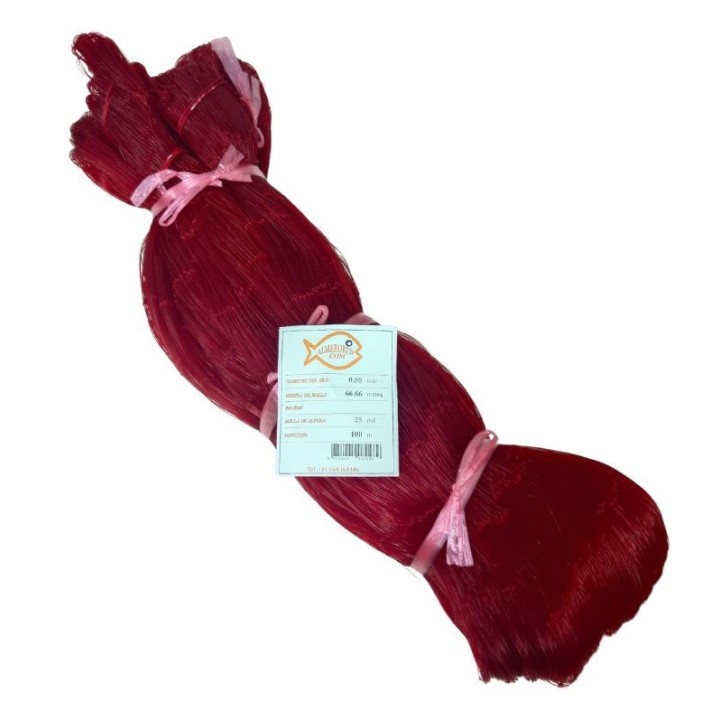 Réseau monofilament 0.50mm x 66.66mmsq 25 mètres x 100 mètres - rouge