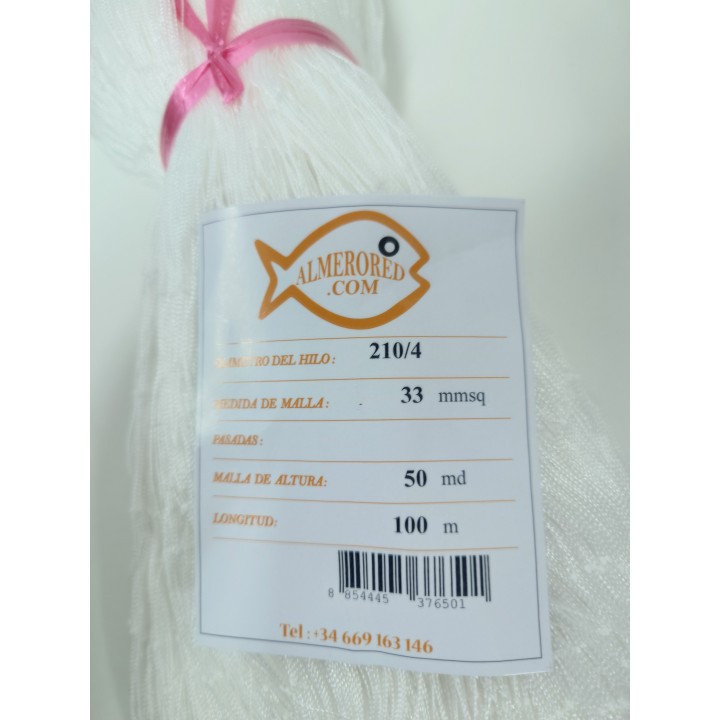 Multifilament Nylon Net 210/4 - Half Mesh 33mm, White or Green