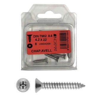 DIN 7982 Tornillo rosca chapa avellanado phillips - Blíster práctico