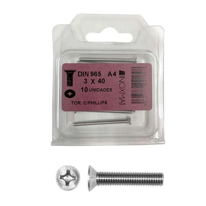 DIN 965 Tornillo cabeza avellanada plana phillips - Blíster práctico