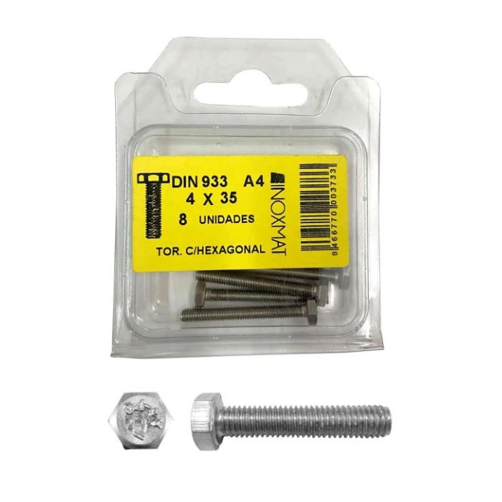 DIN 933 Parafuso de cabeça hexagonal - Blíster para fácil utilização
