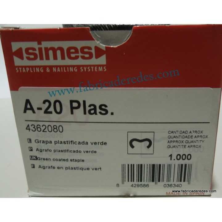 Grapa plastificada Verde A20
