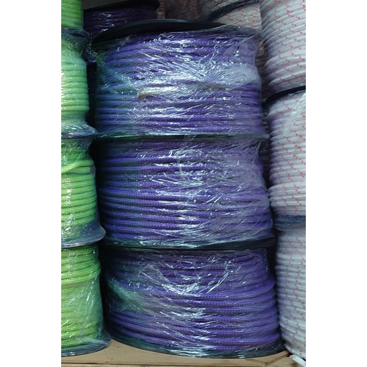 Driza de nylon trenzado color lila, morado fluo para vela, amarre y fondeo