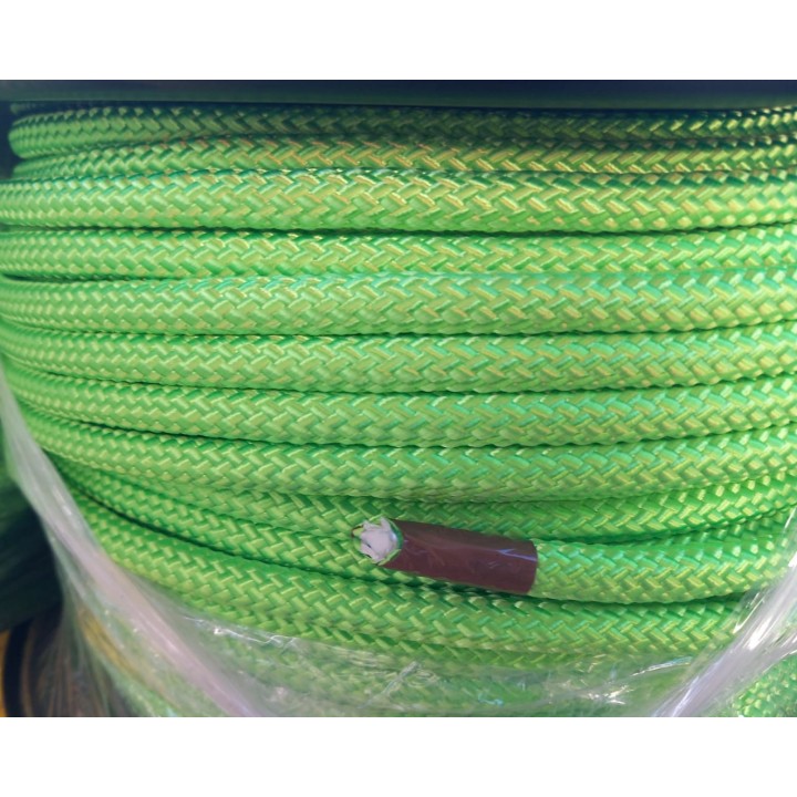 Drisse nylon tressé vert fluo en bobine de 100 mètres
