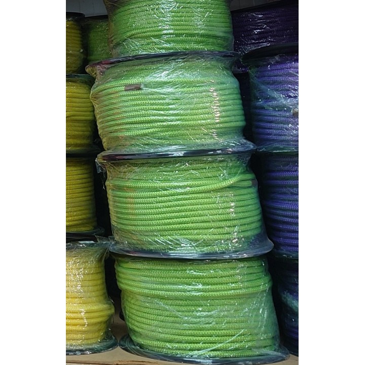Driza de nylon braided green fluo in reels of 100 meters