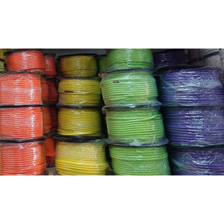 Drisse nylon tressé vert fluo en bobine de 100 mètres