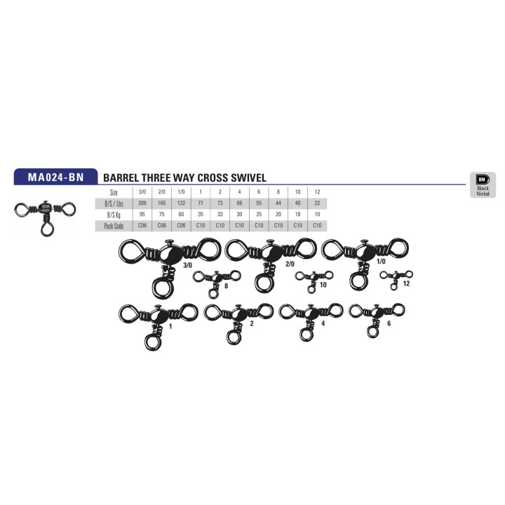 MUSTAD Barrilete triple WAY CROSS SWIVEL