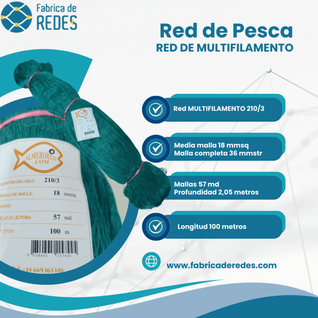 Red multifilamento poliamida 6.0 210-3 VERDE