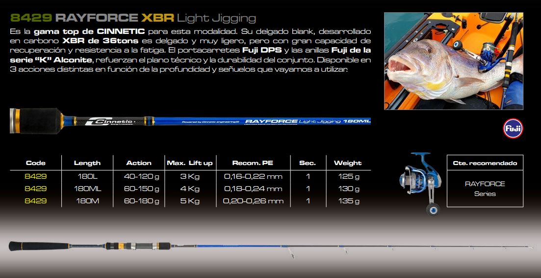 RAYFORCE XBR LIGHT JIGGING ROD 1.80 meters 8429